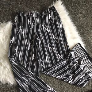 New York & Company Black and White Palazzo Pants
